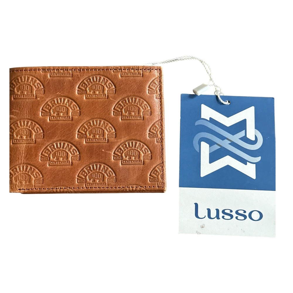 Lusso Boston Bruins 100th Anniversary Leather Bifold Wallet Whiskey 10096-14WBB